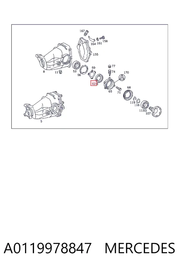 Сальник полуоси заднего моста внутренний A0119978847 Mercedes