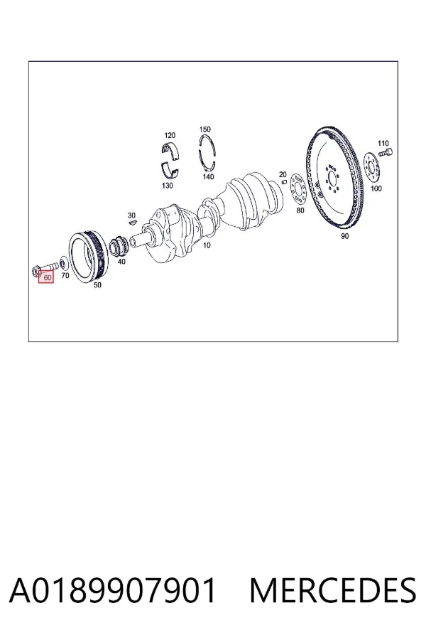 Болт шкива коленвала A0189907901 Mercedes