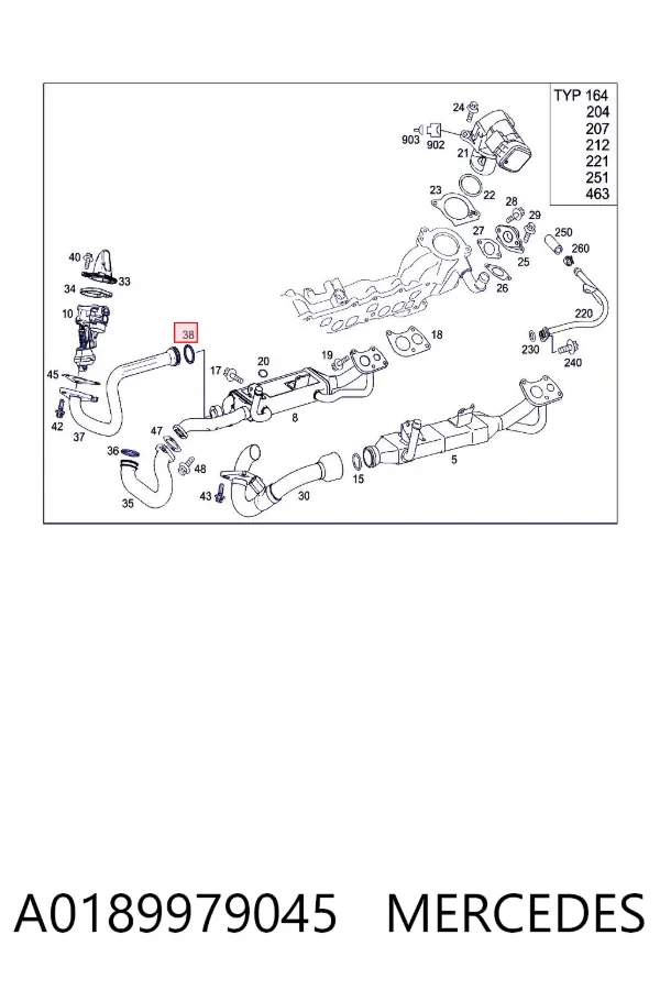 Прокладка EGR-клапана рециркуляции A0189979045 Mercedes