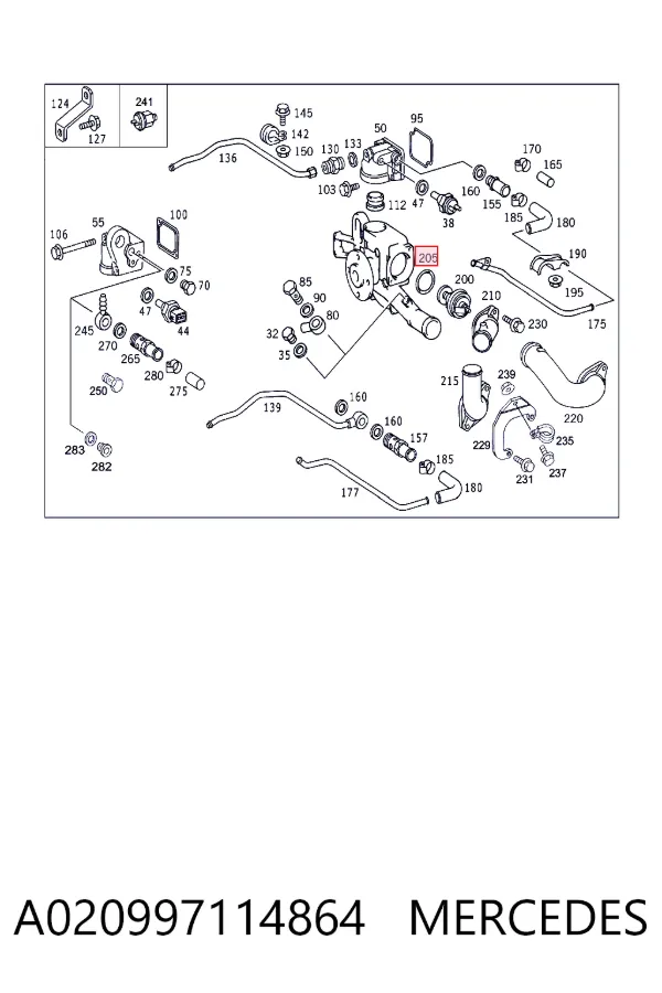 Прокладка термостата A020997114864 Mercedes