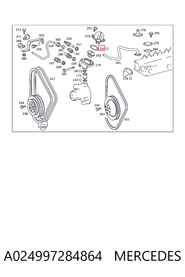 Прокладка термостата A0249972848 Mercedes