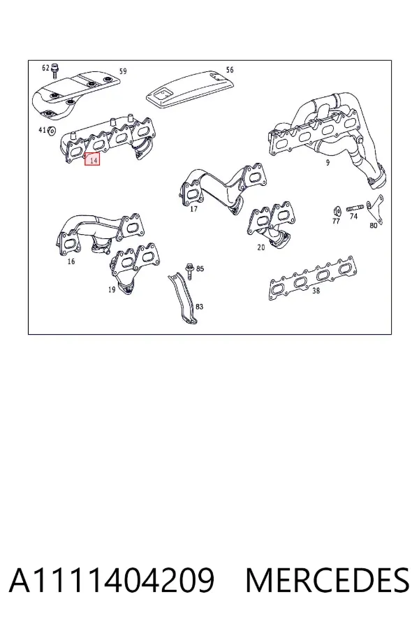 Выпускной коллектор A1111404209 Mercedes