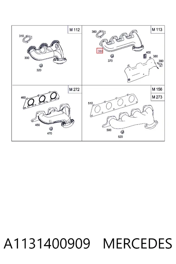 Коллектор выпускной левый A1131400909 Mercedes