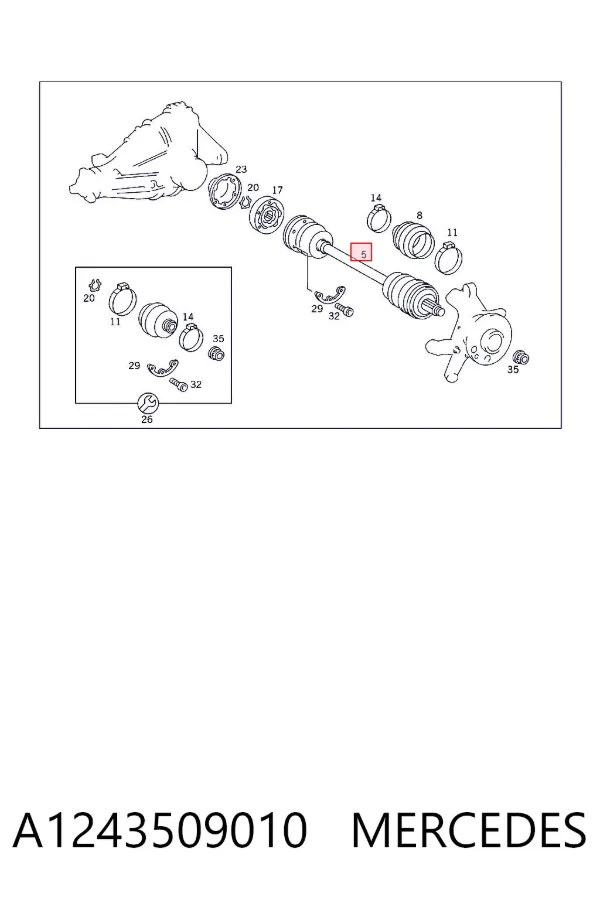 Задняя полуось A1243509010 Mercedes