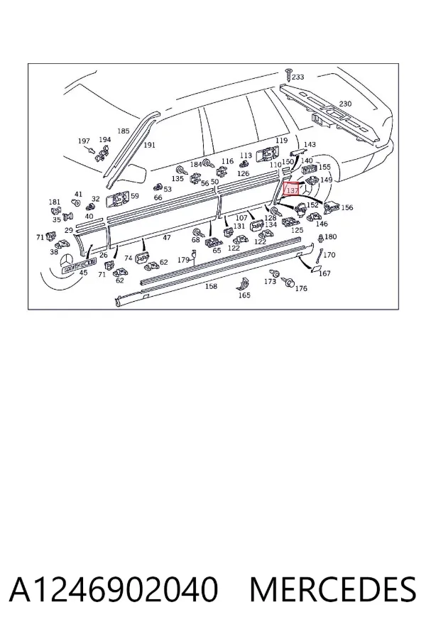 Молдинг крыла заднего правого A1246902040 Mercedes