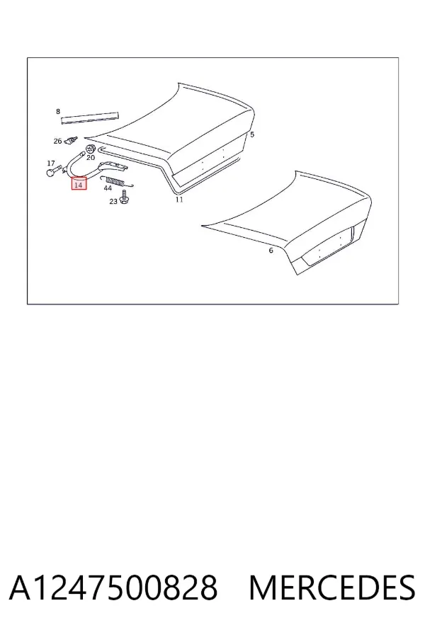 Петля крышки багажника A1247500828 Mercedes