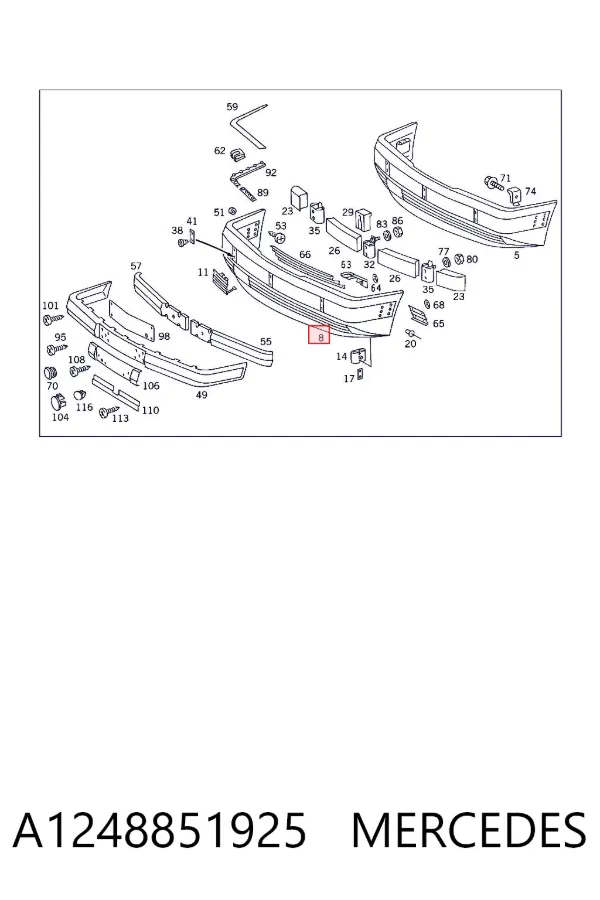 Передний бампер A1248851925 Mercedes