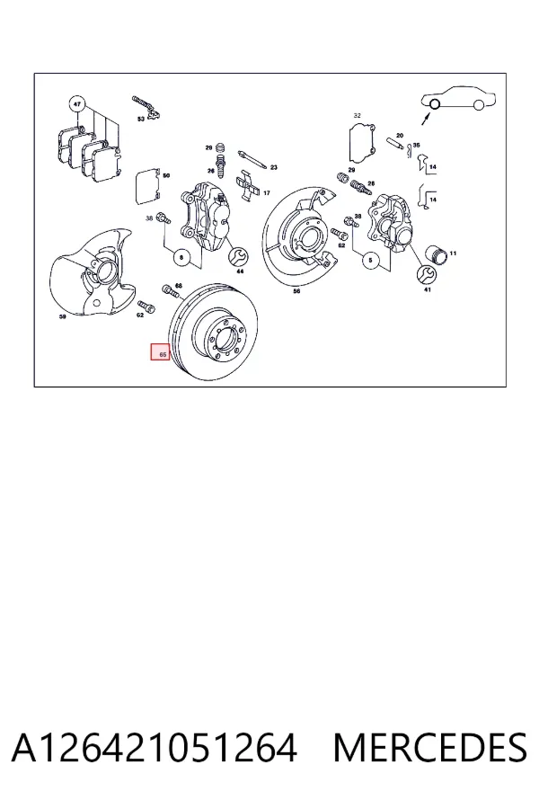 Передний тормозной диск Mercedes A1264210512