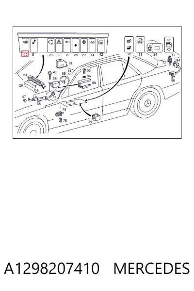 Кнопка включения обогрева заднего стекла MERCEDES A1298207410