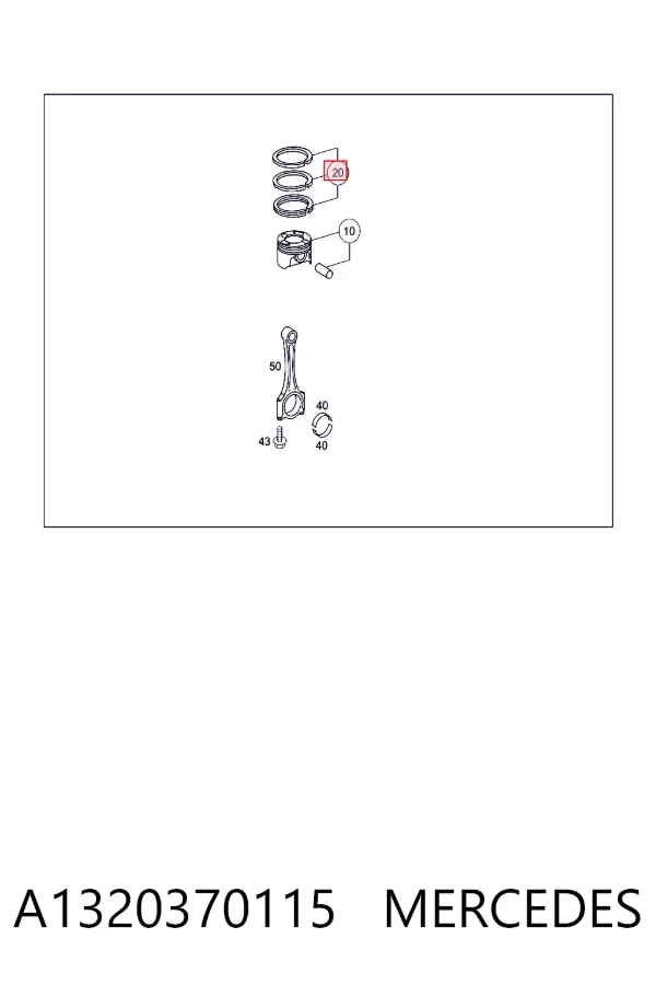 Комплект поршневых колец на 1 цилиндр, стандарт 222RS001020N0 Mahle Original