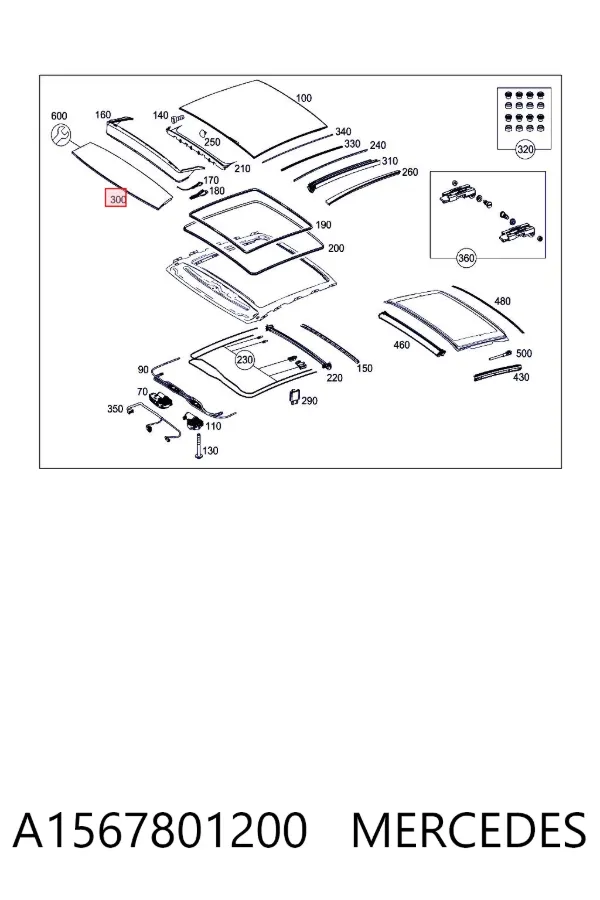 Крышка люка крыши передняя A1567801200 Mercedes