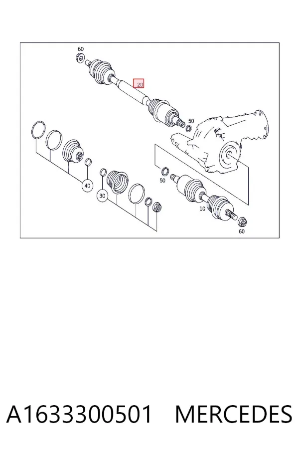 Правая полуось A1633300501 Mercedes