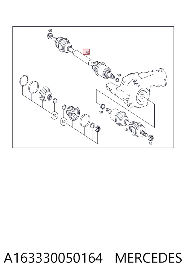 A1633300501 Mercedes Полуось передняя, правая