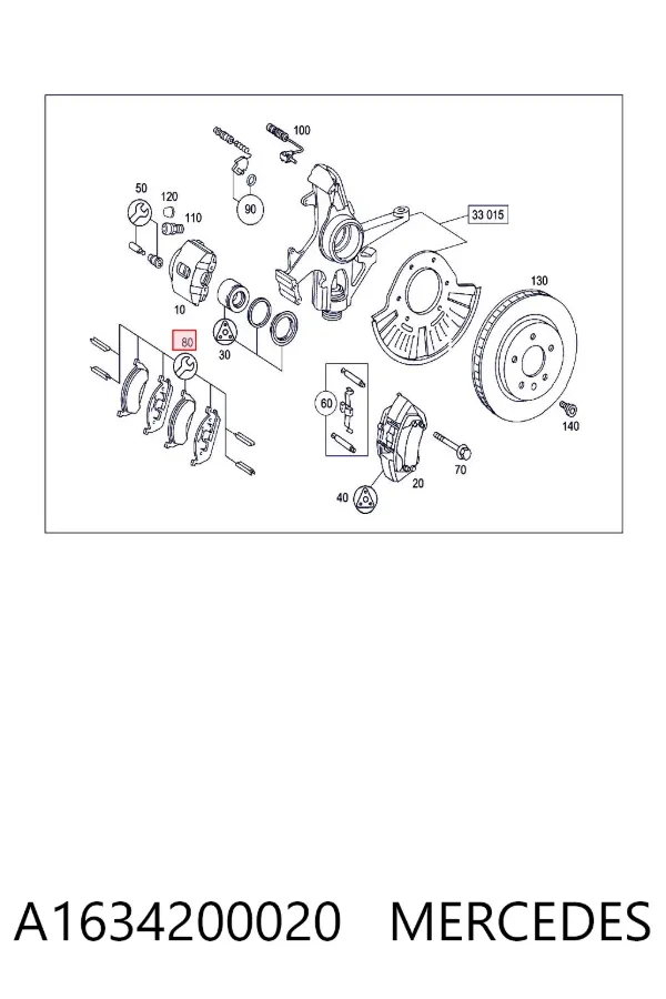Передние тормозные колодки A1634200020 Mercedes