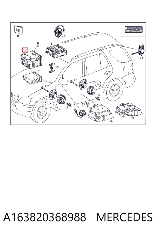 Автомагнитола Mercedes A1638203689