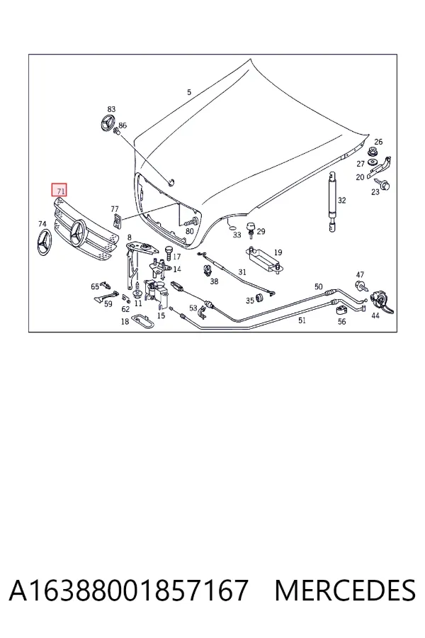 Решетка радиатора A16388001857167 Mercedes
