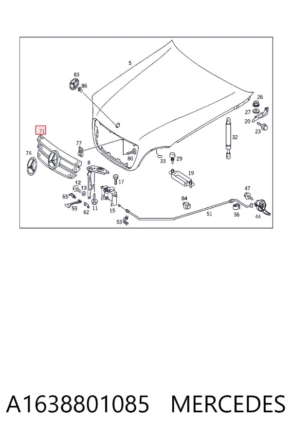 Решетка радиатора A1638801085 Mercedes