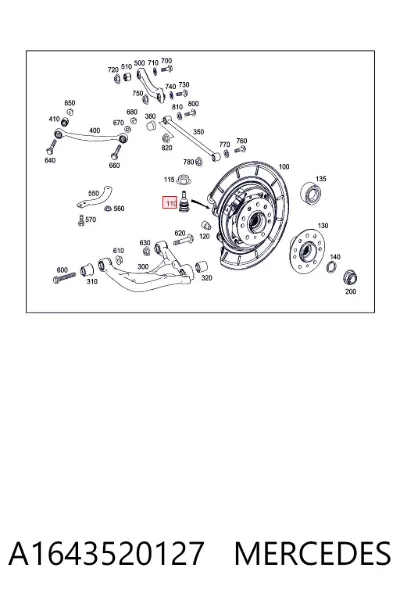 Шаровая опора задней подвески нижняя MERCEDES A1643520127