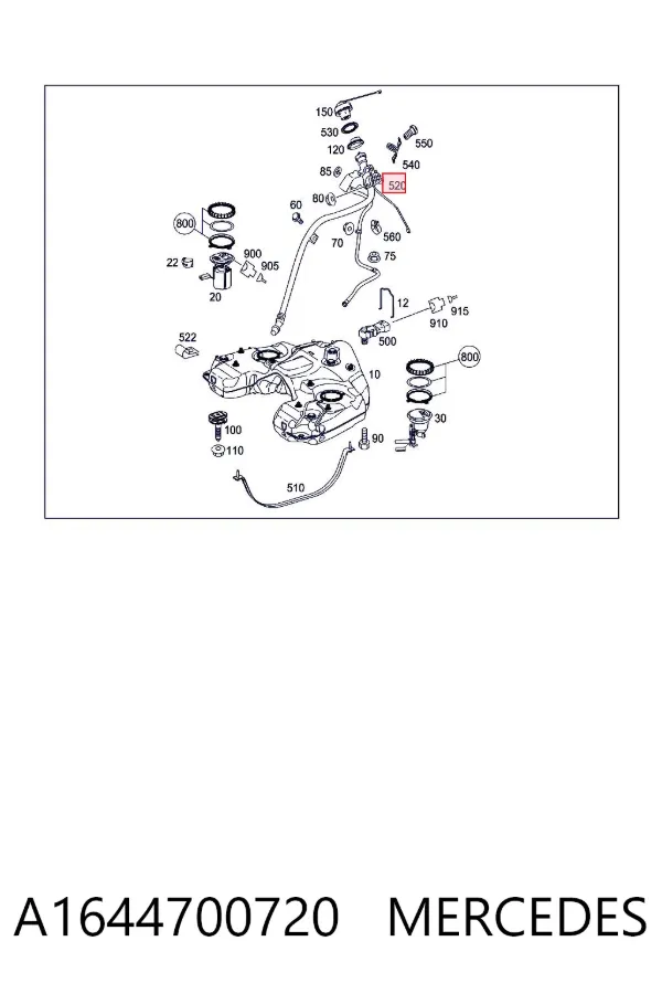 Горловина топливного бака A1644700720 Mercedes