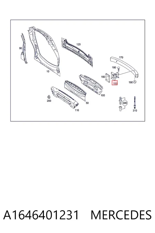 Кронштейн усилителя заднего бампера A1646401231 Mercedes