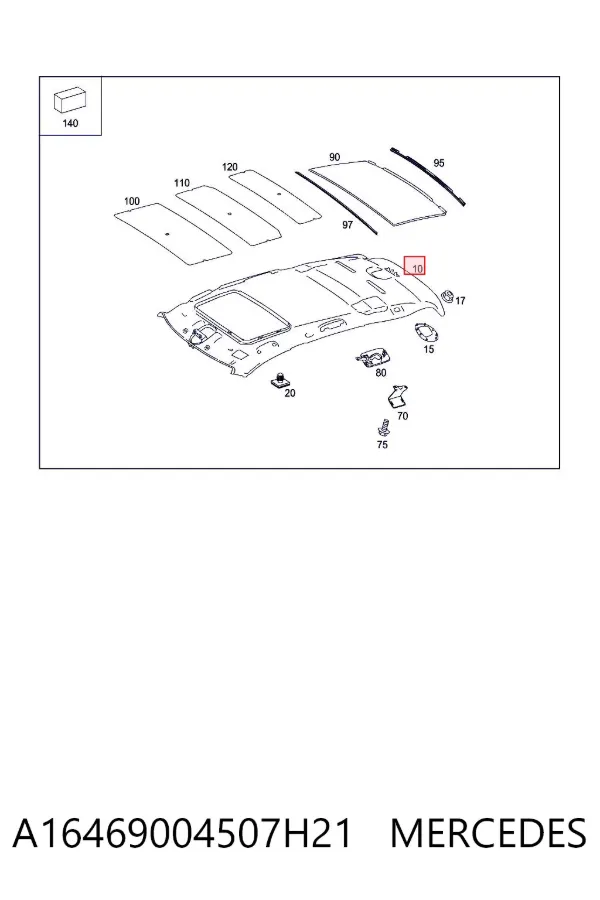 Обивка крыши (потолок) A16469004507H21 Mercedes