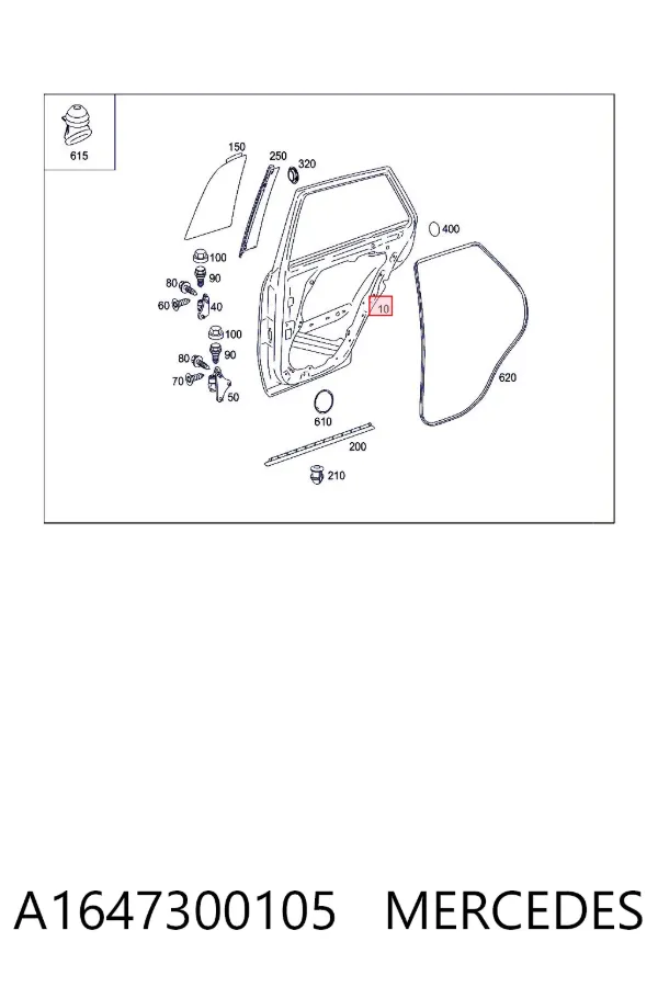 Дверь задняя левая A1647300105 Mercedes