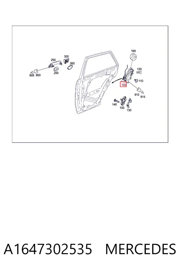 Замок двери задней левой Mercedes ML/GLE W164