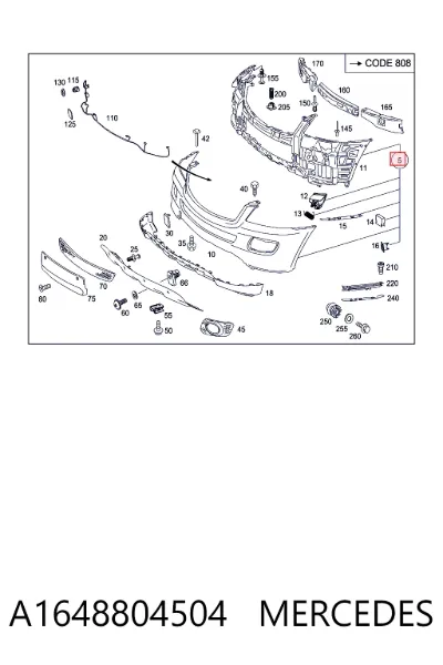 Бампер передний MERCEDES A1648804504