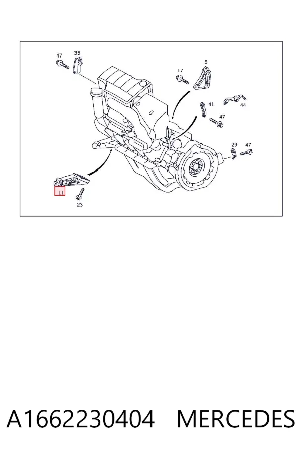 Кронштейн подушки (опоры) двигателя правой A1662230404 Mercedes