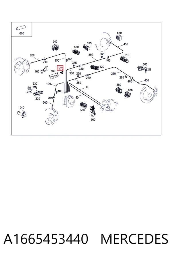Скоба тормозной трубки A1665453440 Mercedes