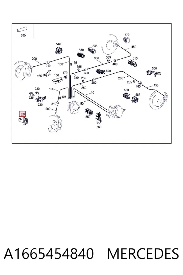 Скоба тормозной трубки A1665454840 Mercedes