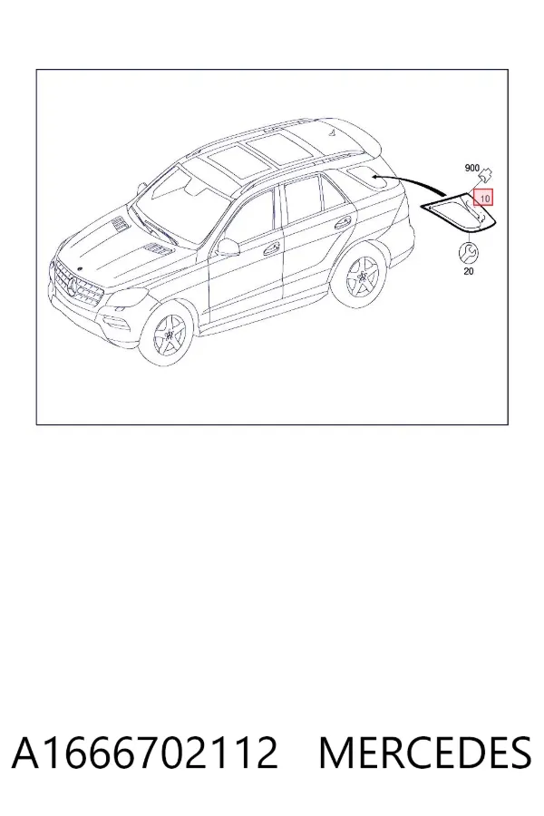 Стекло кузова (багажного отсека) левое A1666702112 Mercedes