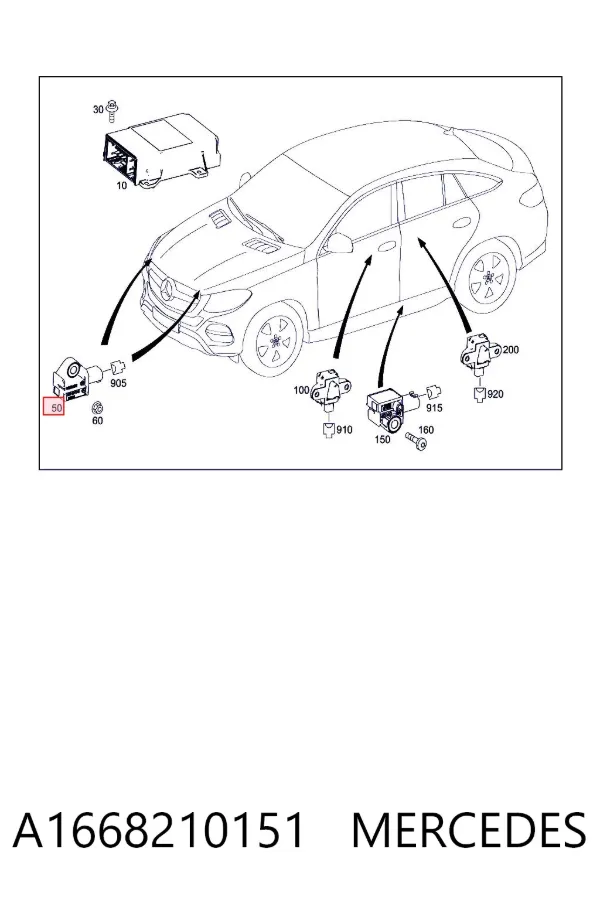 Датчик удара A1668210151 Mercedes