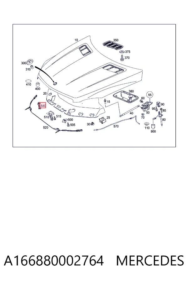 Буфер/отбойник капота Mercedes A1668800027