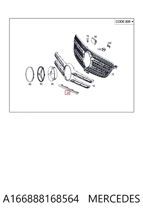 A1668881685 Mercedes Решетка радиатора