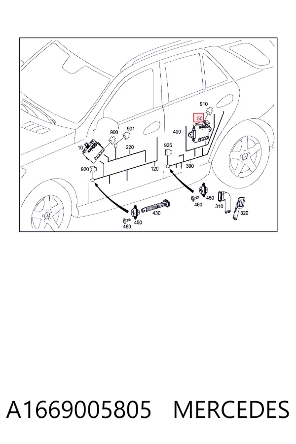 Блок комфорта задней двери A1669005805 Mercedes