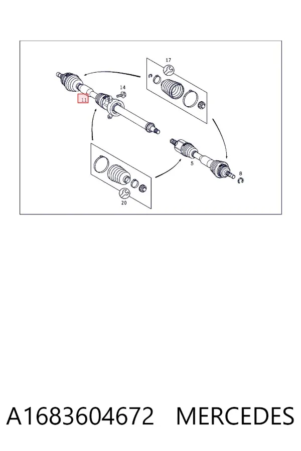 Правая полуось A1683604672 Mercedes