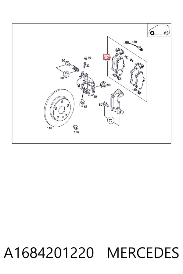 Передние тормозные колодки A1684201220 Mercedes