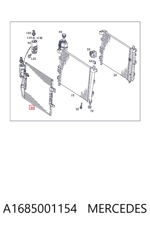 Радиатор кондиционера A1685001154 Mercedes