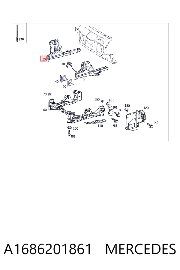 Лонжерон правый A1686201861 Mercedes
