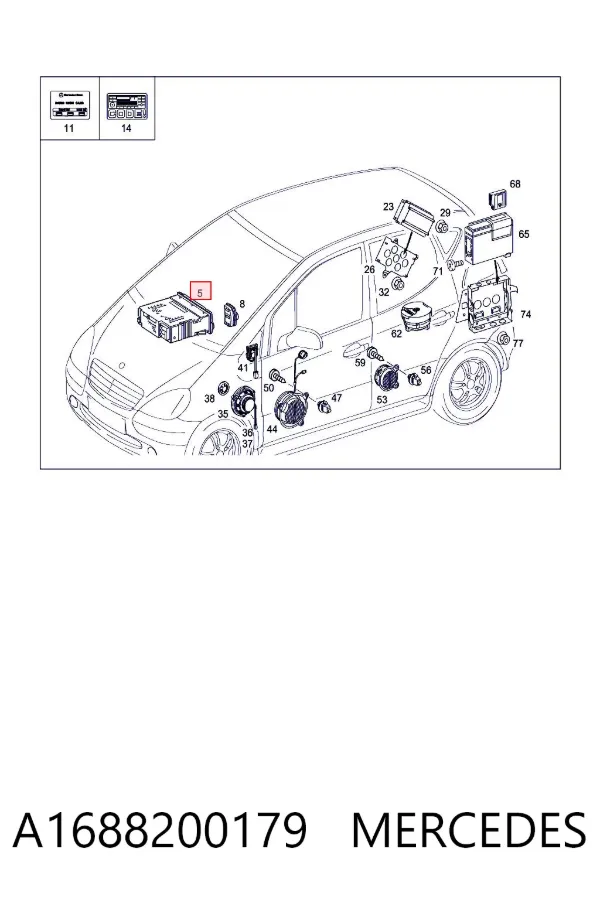 Магнитола A1688200179 Mercedes