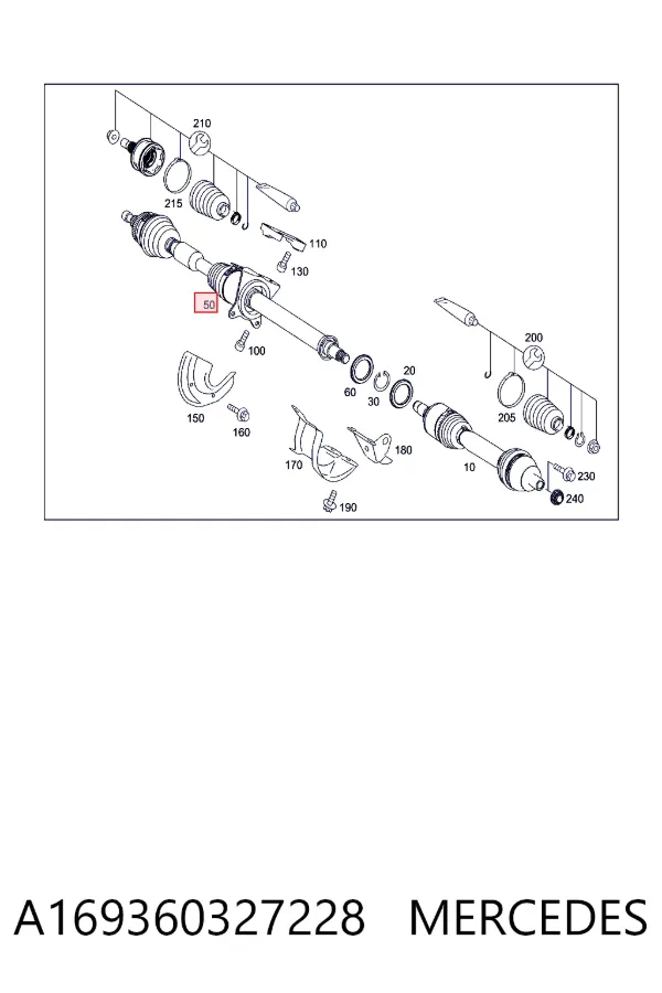 Правая полуось A169360327228 Mercedes