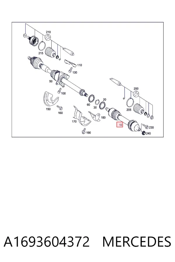 Левая полуось A1693604372 Mercedes