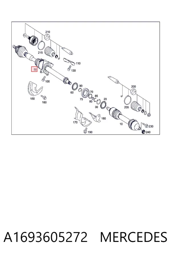 Правая полуось A1693605272 Mercedes