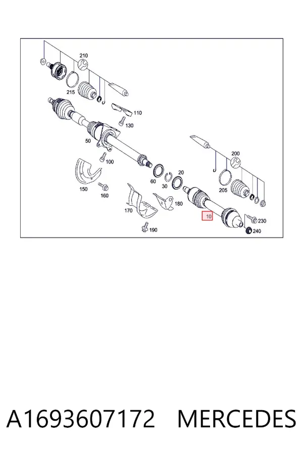 Левая полуось A1693607172 Mercedes