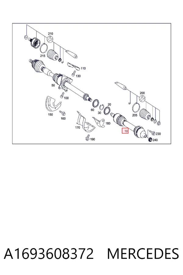 Левая полуось A1693608372 Mercedes