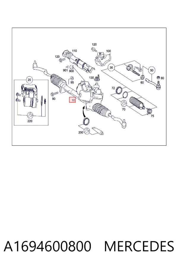 Рулевая рейка A1694600800 Mercedes