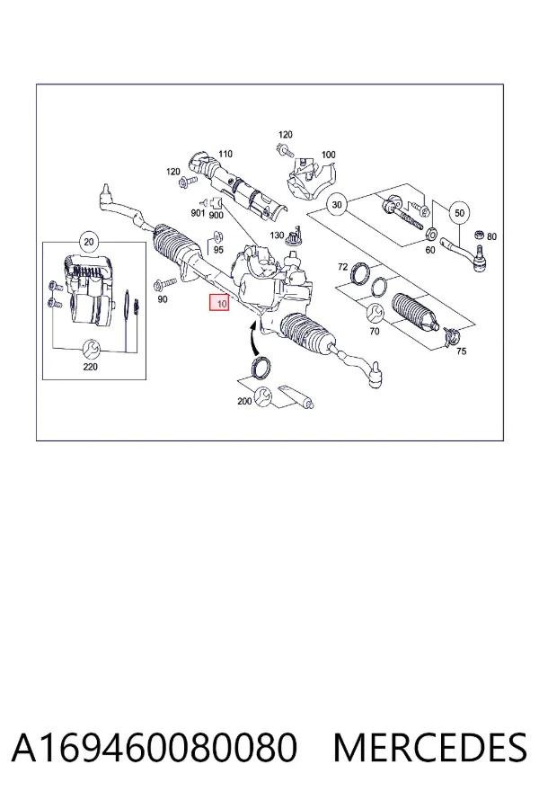 Рулевая рейка A1694600800 Mercedes