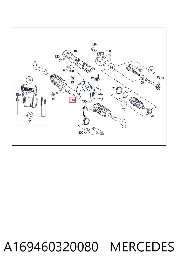 Рулевая рейка A1694603200 Mercedes