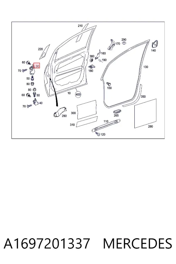 Петля двери передней левой A1697201337 Mercedes